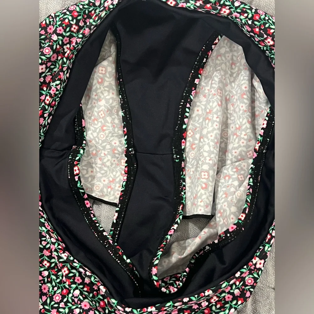 Frankie's Bikinis Floral Black Pink Green Bikini Set